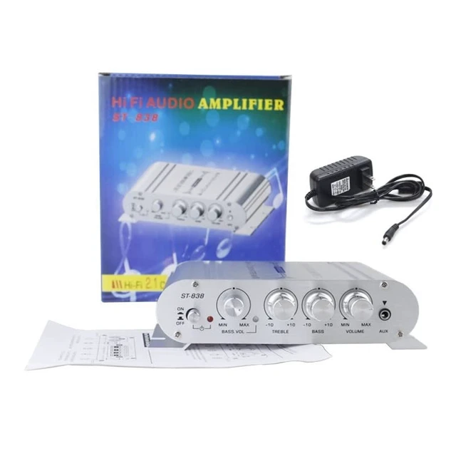 Alt view image 5 of 5 - Sundeer 2.1 Channel Mini Amplifier 20W+20W+40W Hi-Fi Power Amplifier with 12V 2A Power Supply, Subwoofer Amp Stereo Bass Treble RCA Input Audio for CD MP3 MP4 PC Car Home Speaker