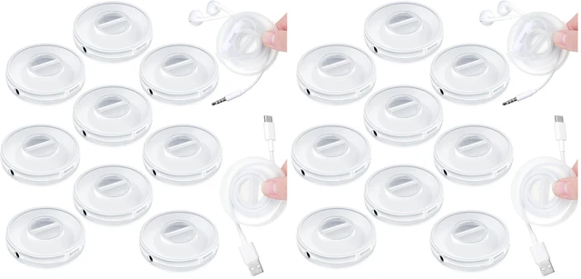 Main image of 9 Pcs Retractable Cable Winder Cord Organizer USB Reel Flexible Management, Desk Office Travel, Round Holder, Charger Earphone Wires, Compact Design Prevents Tangling