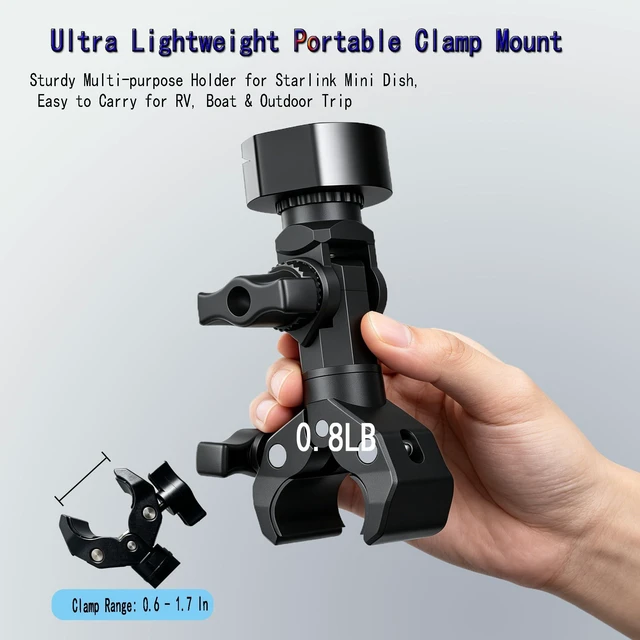 Alt view image 4 of 7 - Universal Starlink Mini Mount 2024-2026 Heavy-Duty Mounting Kit with Universal Pole Clamp & Pipe Adapter Bracket for Truck, Car, RV, Marine, Camper and Van
