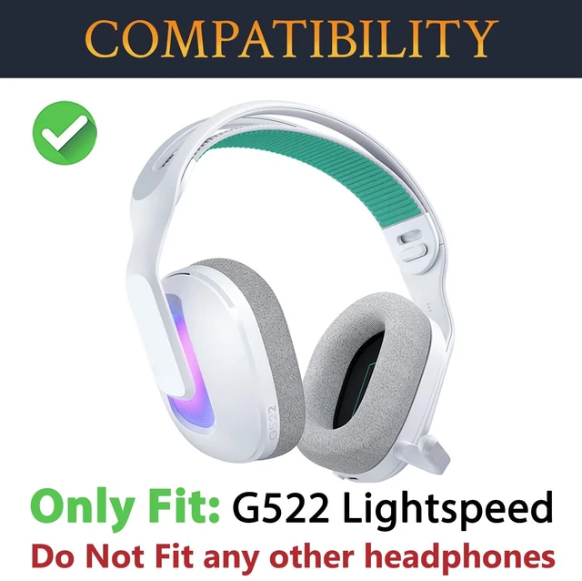 Alt view image 2 of 5 - Earpads Replacement for Logitech G522 Lightspeed Wireless Gaming Headsets, Ear Pads Cushions with High-Density Memory Foam - Pale