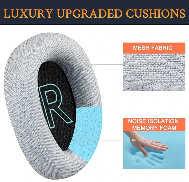 Alt view image 3 of 5 - Earpads Replacement for Logitech G522 Lightspeed Wireless Gaming Headsets, Ear Pads Cushions with High-Density Memory Foam - Pale