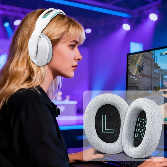 Alt view image 5 of 5 - Earpads Replacement for Logitech G522 Lightspeed Wireless Gaming Headsets, Ear Pads Cushions with High-Density Memory Foam - Pale