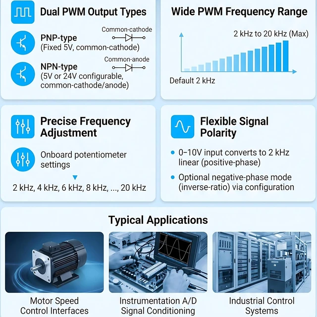 Alt view image 4 of 7 - Voltage to PWM Converter 0-5V/0-10V Analog Input Voltage to PWM 2KHZ-20KHZ Converter Module 200mA, Module