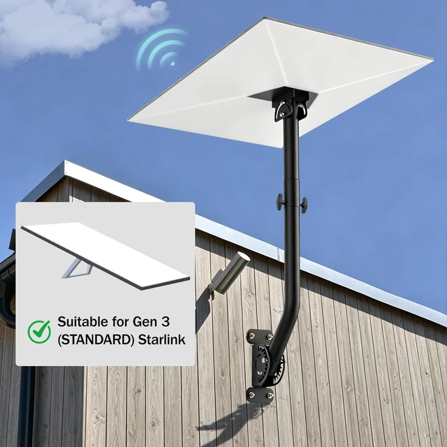 Alt view image 2 of 7 - Starlink Roof Mount for 4/4x,360° Adjustable Heavy Duty Bracket Kit Wall Roof Mount Compatible with Starlink Gen 3 V3, Aluminum Adapter Telescoping Arm, Weatherproof for Concrete Wood Eaves