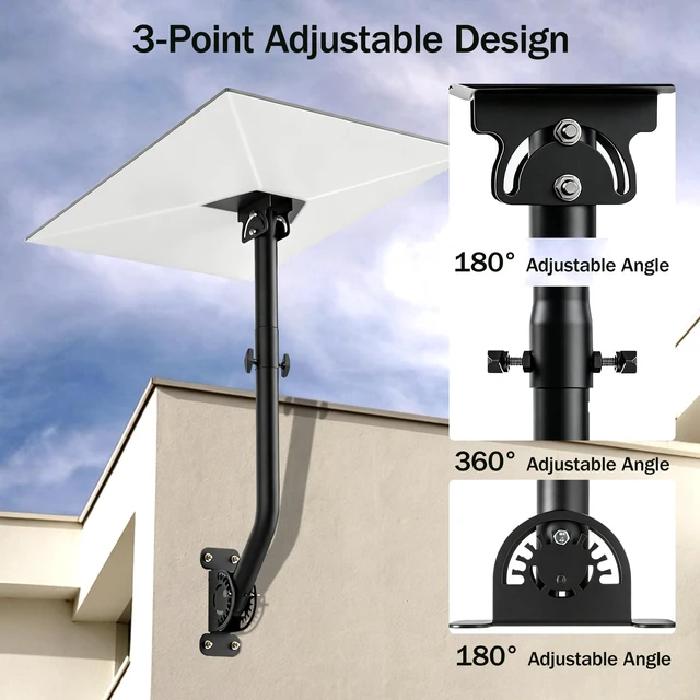 Alt view image 6 of 7 - Starlink Roof Mount for 4/4x,360° Adjustable Heavy Duty Bracket Kit Wall Roof Mount Compatible with Starlink Gen 3 V3, Aluminum Adapter Telescoping Arm, Weatherproof for Concrete Wood Eaves