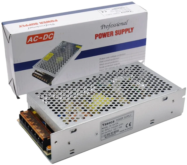 Alt view image 4 of 4 - 12v 10a Power Supply,Universal Regulated Switching Transformer Adapter for LED Strip Lights,CCTV Camera,and Computer Project with AC 110-240V to DC 12v10a 120W Converter and Low Voltage Output