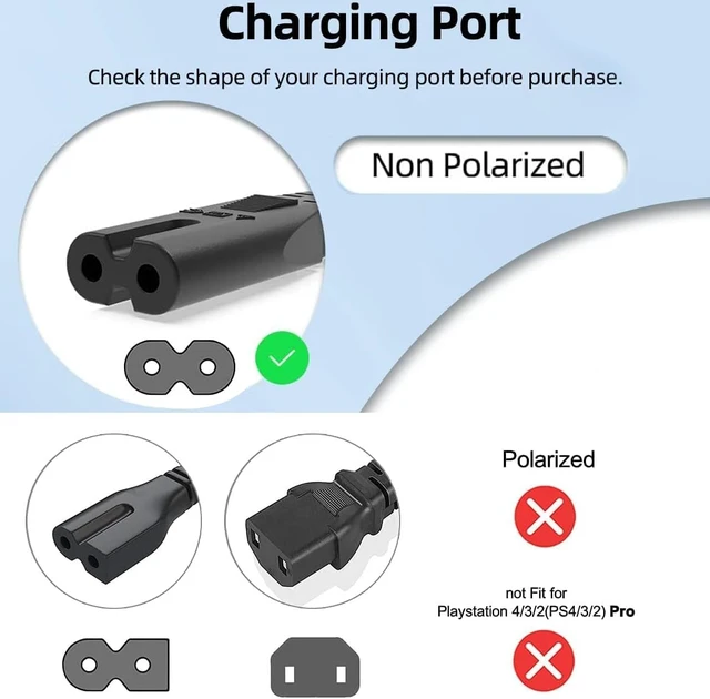 Alt view image 2 of 4 - for Samsung TV Power Cord Replacement 2 Prong TV Power Cord 10 FT for LG TCL Roku Sony Hisense Mac Insignia Sharp Panasonic Toshiba Apple AC Plug Power Cable (10FT)
