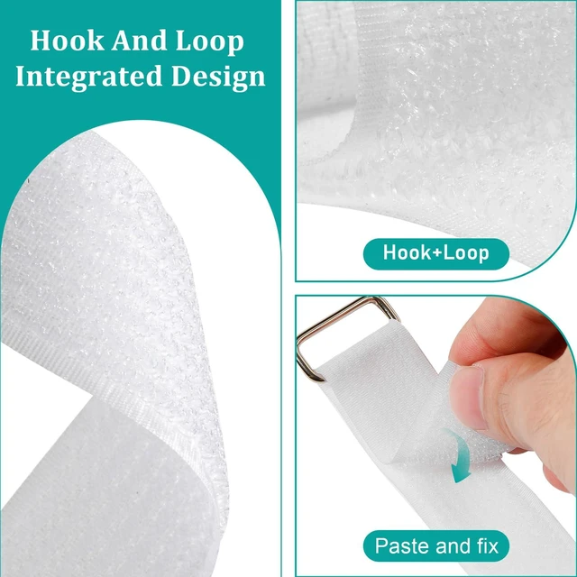Alt view image 3 of 7 - 20ft x 1.5 Inch Hook And Loop Straps White,Adjustable Reusable Fastening Cable Straps With 40 Metal And Plastic Buckles