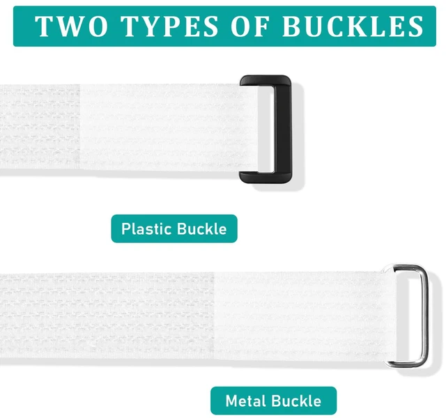 Alt view image 5 of 7 - 20ft x 1.5 Inch Hook And Loop Straps White,Adjustable Reusable Fastening Cable Straps With 40 Metal And Plastic Buckles