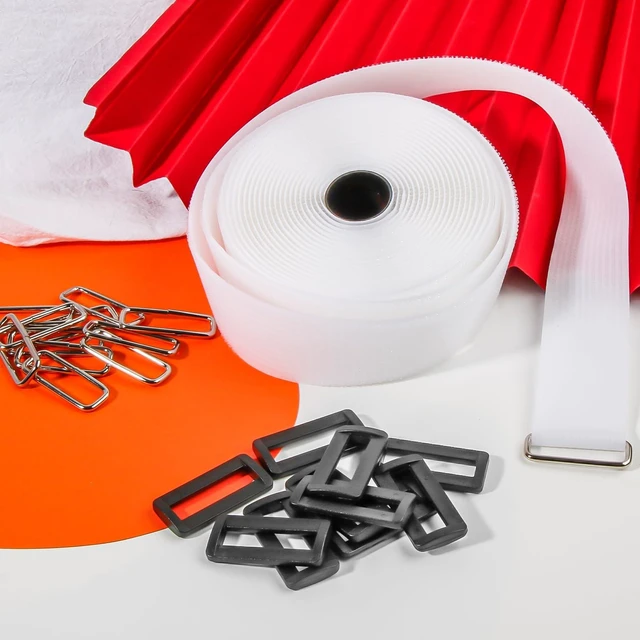 Alt view image 7 of 7 - 20ft x 1.5 Inch Hook And Loop Straps White,Adjustable Reusable Fastening Cable Straps With 40 Metal And Plastic Buckles