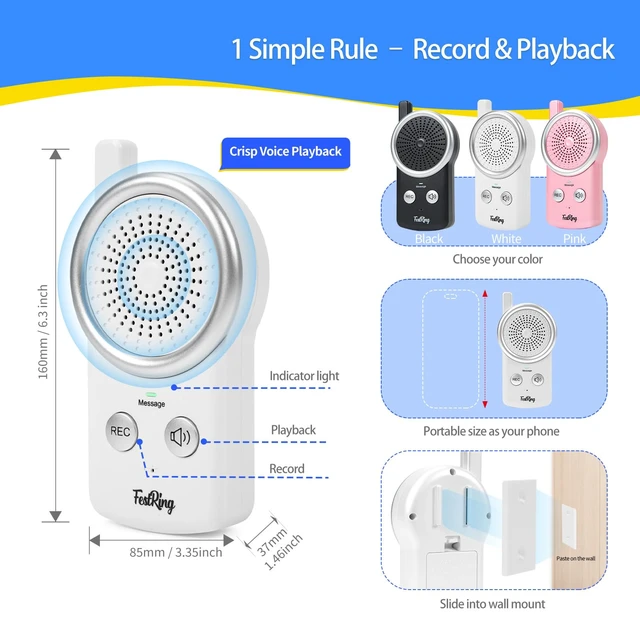 Alt view image 2 of 6 - 50 Seconds Voice Recorder with Playback, Voice Recorder - White Simple Digital Recorder for Quick Note-Taking, Small 2-Button Dictaphone for Seniors