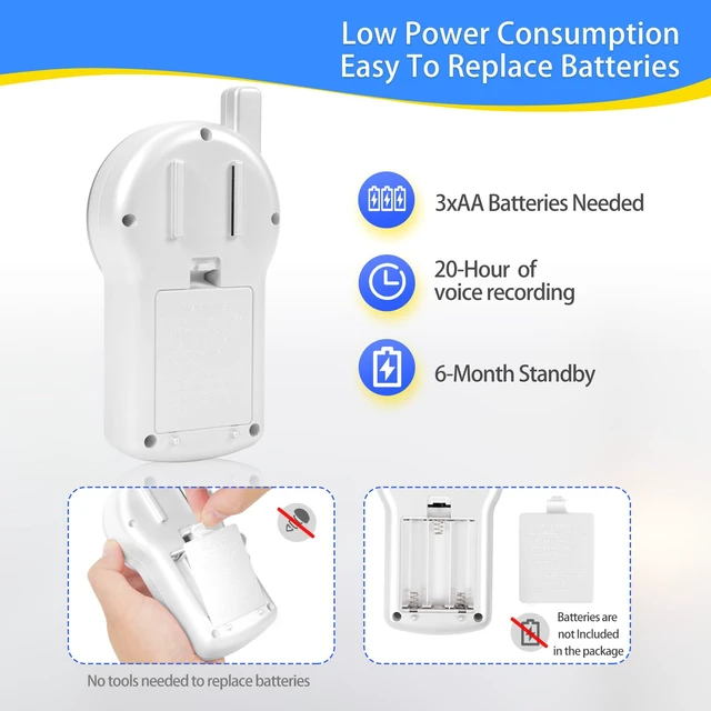 Alt view image 3 of 6 - 50 Seconds Voice Recorder with Playback, Voice Recorder - White Simple Digital Recorder for Quick Note-Taking, Small 2-Button Dictaphone for Seniors