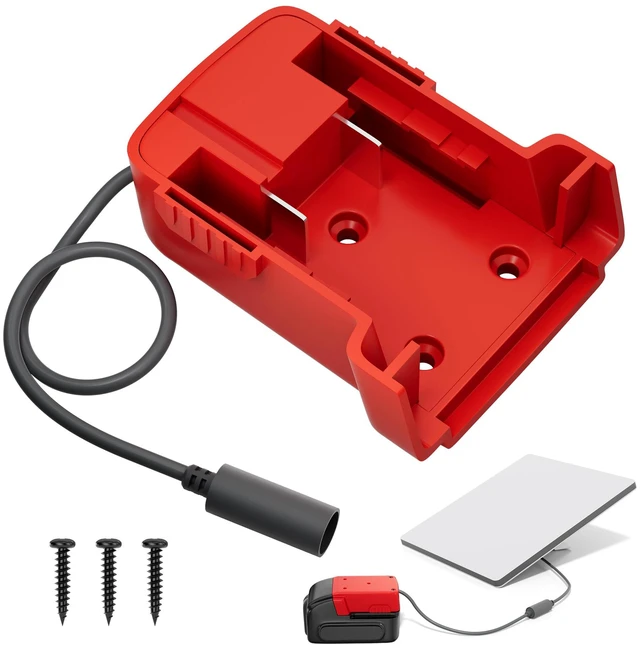 Main image of Starlink Mini Battery Adapter DC Power Cable, Compatible with Mil.wau-kee Battery, 1FT 18AWG Cord Red Connector for Portable Starlink Mini Accessories 18V 100W Max Power for Your Car, Trip, House