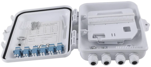 Main image of 12 Core Fiber Distribution Box, 12 Port FTTH Distribution Splitter Box- Fiber Optic Terminal Junction Splitter Case with LC Fiber Cable Coupler