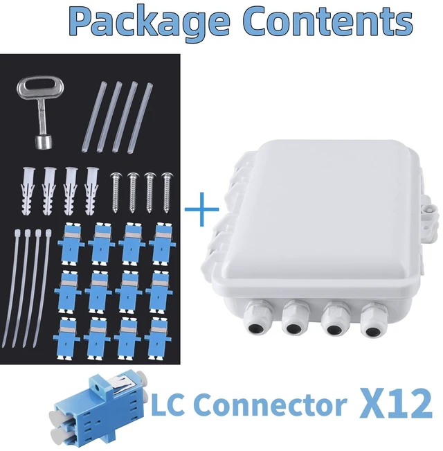 Alt view image 5 of 7 - 12 Core Fiber Distribution Box, 12 Port FTTH Distribution Splitter Box- Fiber Optic Terminal Junction Splitter Case with LC Fiber Cable Coupler