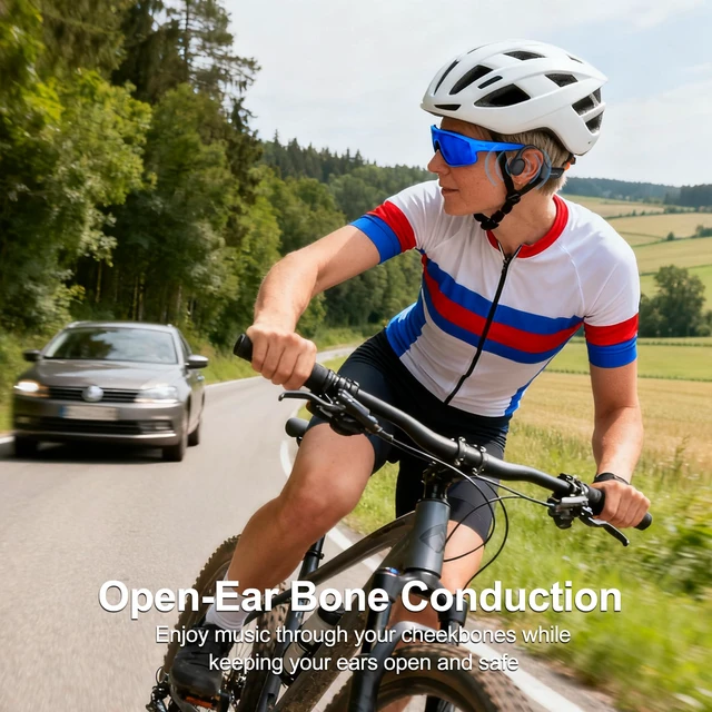Alt view image 4 of 7 - Bone Conduction Headphones Bluetooth,IPX7 Waterproof Wireless Bone Headphones,Open Ear Headphones Bluetooth 5.3 Built-in Mic,10H Playtime for Running,Cycling,Hiking,Gym,Workout. (Orange)