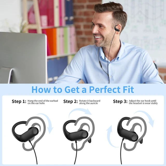 Alt view image 4 of 7 - 3.5mm Sport Wired Earbuds with Over Earhook Mic & Volume Control 5ft Workout Headphones, In-Line Control, HiFi Stereo In-ear Earphones for Samsung/Chromebook School Kid Tablet Airplane Travel