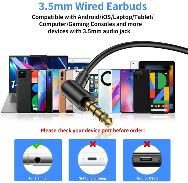 Alt view image 7 of 7 - 3.5mm Sport Wired Earbuds with Over Earhook Mic & Volume Control 5ft Workout Headphones, In-Line Control, HiFi Stereo In-ear Earphones for Samsung/Chromebook School Kid Tablet Airplane Travel