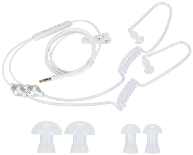 Main image of Earphones, Wired Earbuds with Mic Anti Radiation Air Acoustic Tube Double Spiral Earpiece Ear Buds Headphones 3.5 Mm Plug Volume Control for Mobile Phone Laptops Smartphones Schools Classrooms