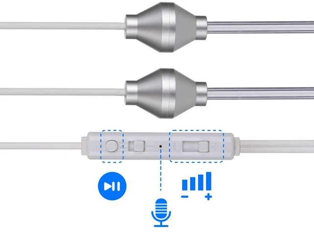 Alt view image 4 of 7 - Earphones, Wired Earbuds with Mic Anti Radiation Air Acoustic Tube Double Spiral Earpiece Ear Buds Headphones 3.5 Mm Plug Volume Control for Mobile Phone Laptops Smartphones Schools Classrooms
