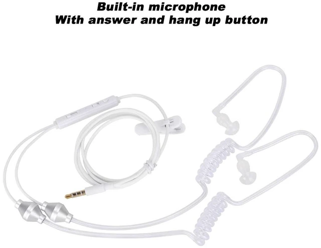 Alt view image 6 of 7 - Earphones, Wired Earbuds with Mic Anti Radiation Air Acoustic Tube Double Spiral Earpiece Ear Buds Headphones 3.5 Mm Plug Volume Control for Mobile Phone Laptops Smartphones Schools Classrooms