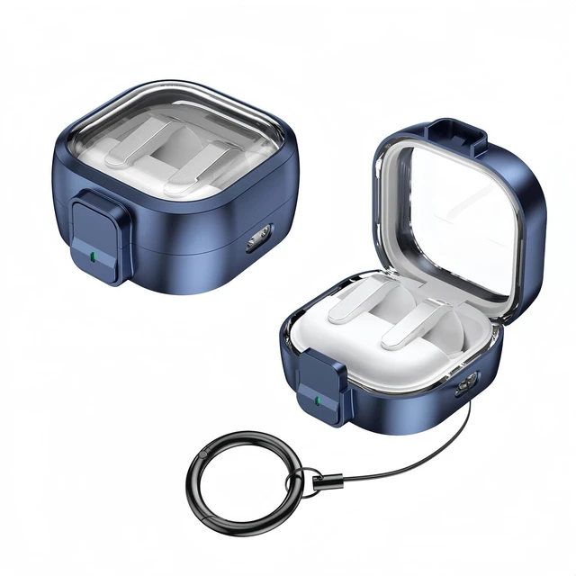 Main image of Case Compatible with Samsung Galaxy Buds 4 & Galaxy Buds 4 Pro (2026), Clear Cover with Secure Lock Clasp, Wireless Charging, Shockproof Protector with Anti-Lost Rope, Earbud Accessories for Men Women