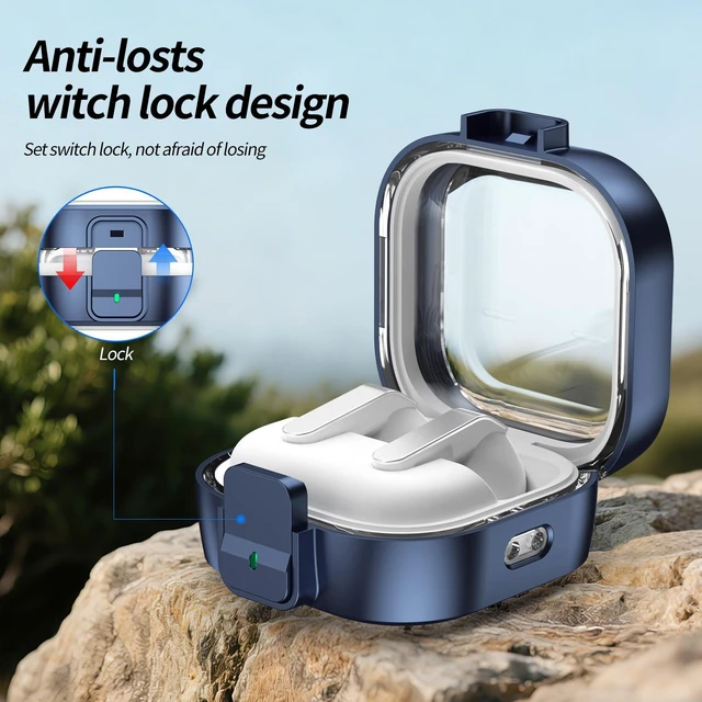 Alt view image 2 of 7 - Case Compatible with Samsung Galaxy Buds 4 & Galaxy Buds 4 Pro (2026), Clear Cover with Secure Lock Clasp, Wireless Charging, Shockproof Protector with Anti-Lost Rope, Earbud Accessories for Men Women