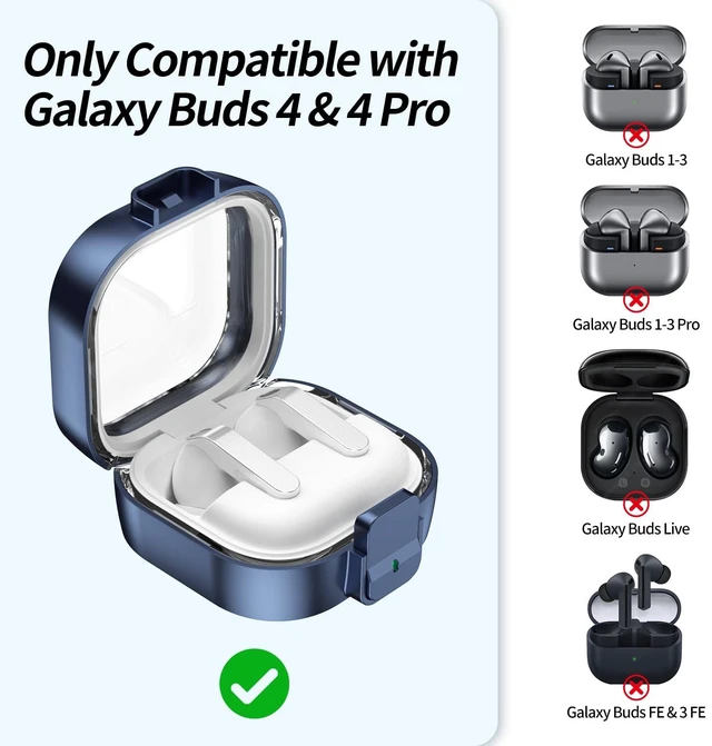 Alt view image 3 of 7 - Case Compatible with Samsung Galaxy Buds 4 & Galaxy Buds 4 Pro (2026), Clear Cover with Secure Lock Clasp, Wireless Charging, Shockproof Protector with Anti-Lost Rope, Earbud Accessories for Men Women
