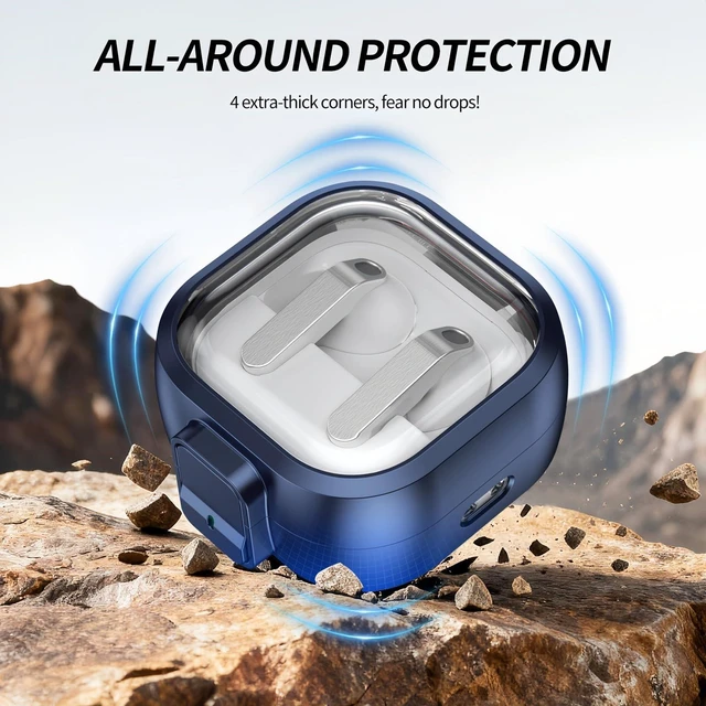 Alt view image 4 of 7 - Case Compatible with Samsung Galaxy Buds 4 & Galaxy Buds 4 Pro (2026), Clear Cover with Secure Lock Clasp, Wireless Charging, Shockproof Protector with Anti-Lost Rope, Earbud Accessories for Men Women