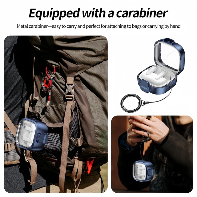 Alt view image 5 of 7 - Case Compatible with Samsung Galaxy Buds 4 & Galaxy Buds 4 Pro (2026), Clear Cover with Secure Lock Clasp, Wireless Charging, Shockproof Protector with Anti-Lost Rope, Earbud Accessories for Men Women