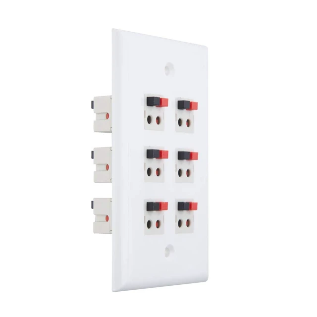 Alt view image 3 of 5 - 6-Port Speaker Wall Plate - White (6-Port)