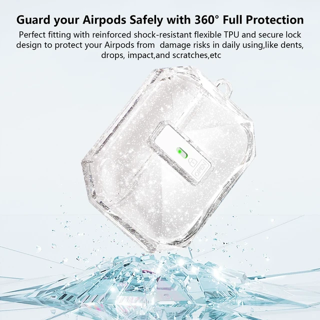 Alt view image 4 of 6 - for Airpods Pro 3 Case Clear Glitter,Cute Diamond Shinning Design Shockproof TPU Skin for Airpods pro 3rd Generation Case Cover 2025,Secure Lock&Auto Pop-up, with Carabiner&Cleaning Pen-Clear
