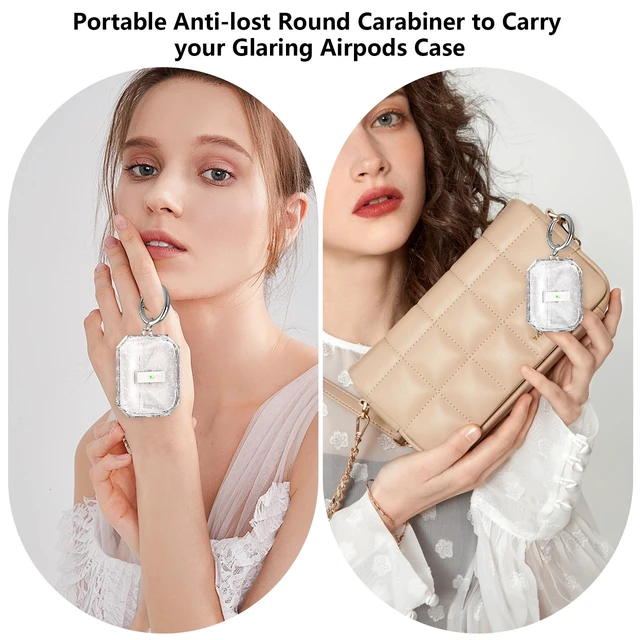 Alt view image 6 of 6 - for Airpods Pro 3 Case Clear Glitter,Cute Diamond Shinning Design Shockproof TPU Skin for Airpods pro 3rd Generation Case Cover 2025,Secure Lock&Auto Pop-up, with Carabiner&Cleaning Pen-Clear