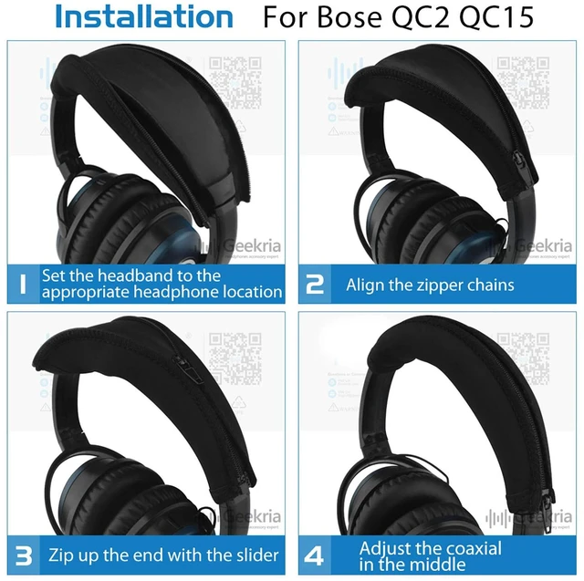 Alt view image 5 of 7 - Flex Fabric Headband Cover Compatible with Bose QuietComfort 2/QC15 Headphones, Sweat Cover, Replacement Repair Part, Easy DIY Installation (Black)
