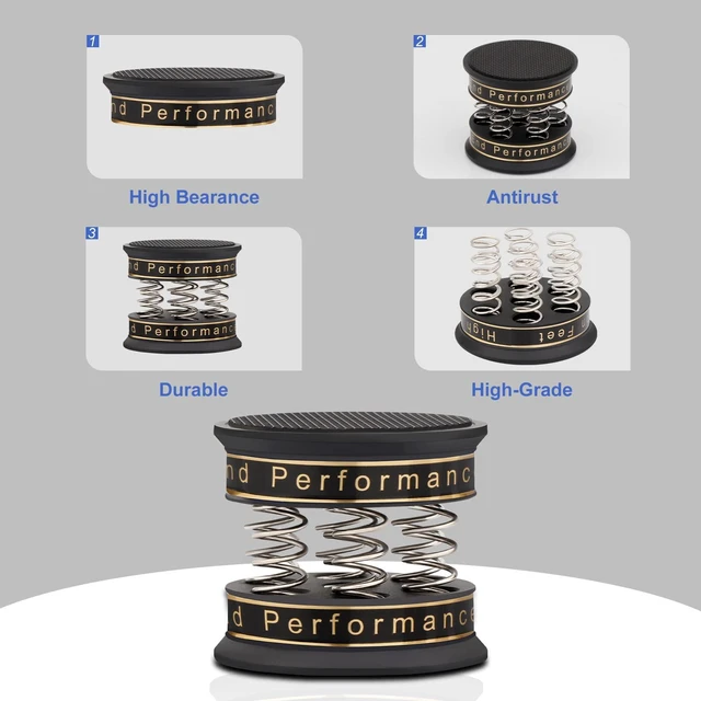 Alt view image 5 of 5 - Spring Speaker Isolation Feet Adjustable 49 * 42MM Aluminum(4 Pcs Black) Audiophile Audio Isolation Feet Speaker Spike Pads For Audio,Speakers,Subwoofers,Amplifier,Turntable,CD/DVD Players