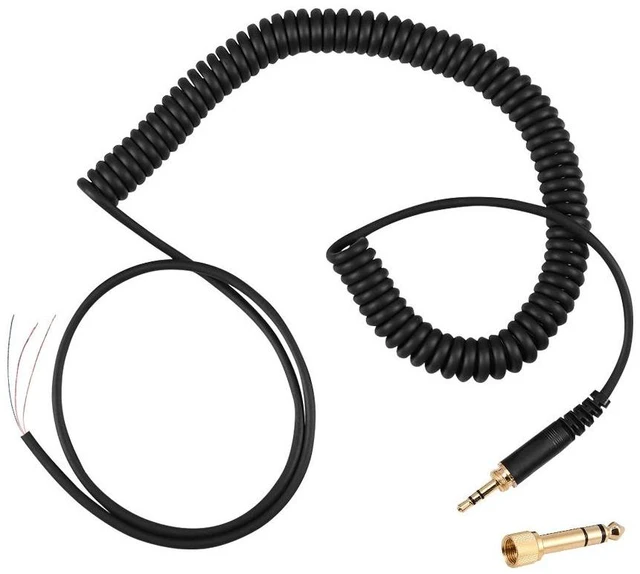 Main image of Spring Coil Cable for Beyerdynamic DT 770 770Pro 990 990Pro Spring coil cable for Beyerdynamic DT 770 770Pro 990 990Pro. 3.5mm and 6.5mm plugs. 1m length extends to 3m. Black