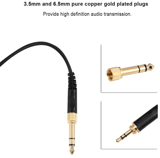 Alt view image 3 of 7 - Spring Coil Cable for Beyerdynamic DT 770 770Pro 990 990Pro Spring coil cable for Beyerdynamic DT 770 770Pro 990 990Pro. 3.5mm and 6.5mm plugs. 1m length extends to 3m. Black
