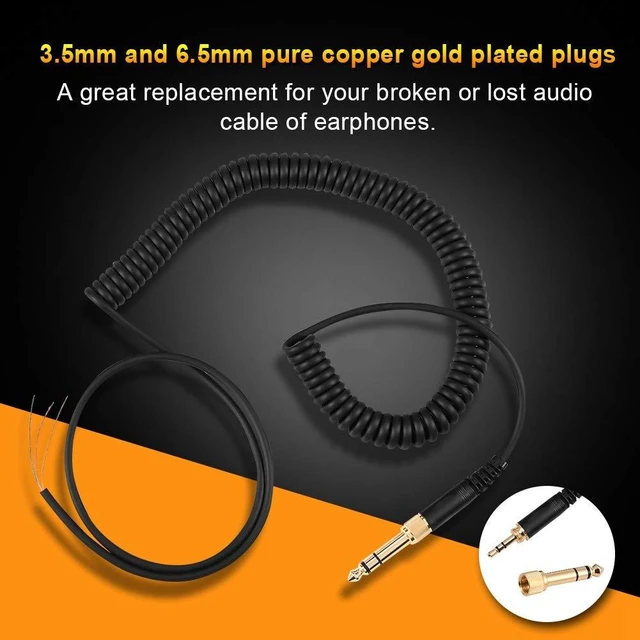Alt view image 4 of 7 - Spring Coil Cable for Beyerdynamic DT 770 770Pro 990 990Pro Spring coil cable for Beyerdynamic DT 770 770Pro 990 990Pro. 3.5mm and 6.5mm plugs. 1m length extends to 3m. Black