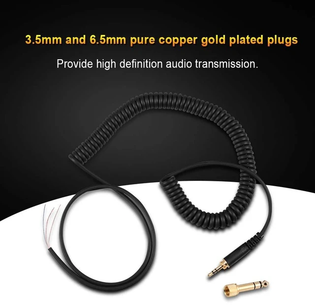 Alt view image 6 of 7 - Spring Coil Cable for Beyerdynamic DT 770 770Pro 990 990Pro Spring coil cable for Beyerdynamic DT 770 770Pro 990 990Pro. 3.5mm and 6.5mm plugs. 1m length extends to 3m. Black
