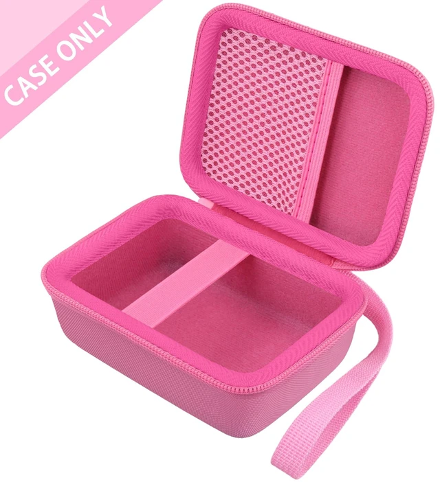 Alt view image 3 of 7 - Hard Carrying Case for JBL Go 5 Ultra Portable Speaker, Pink Travel Case with Carabiner & Hand Strap, Shockproof Portable Storage Bag, Hard EVA Shell with Soft Velvet Lining, Case Only