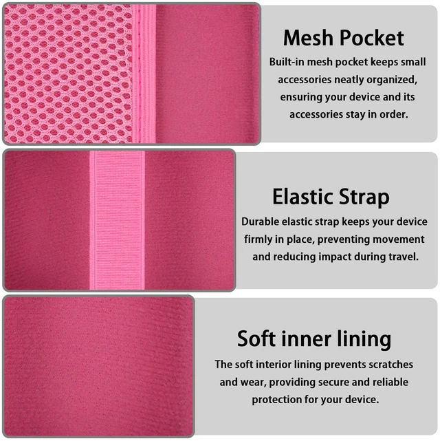 Alt view image 4 of 7 - Hard Carrying Case for JBL Go 5 Ultra Portable Speaker, Pink Travel Case with Carabiner & Hand Strap, Shockproof Portable Storage Bag, Hard EVA Shell with Soft Velvet Lining, Case Only