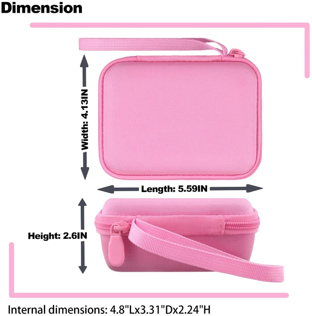 Alt view image 6 of 7 - Hard Carrying Case for JBL Go 5 Ultra Portable Speaker, Pink Travel Case with Carabiner & Hand Strap, Shockproof Portable Storage Bag, Hard EVA Shell with Soft Velvet Lining, Case Only
