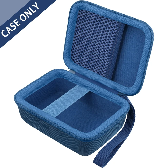 Alt view image 3 of 7 - Hard Carrying Case for JBL Go 5 Ultra Portable Speaker, Dark Blue Travel Case with Carabiner & Hand Strap, Shockproof Portable Storage Bag, Hard EVA Shell with Soft Velvet Lining, Case Only