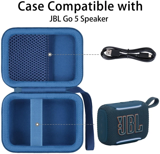 Alt view image 2 of 7 - Hard Carrying Case for JBL Go 5 Ultra Portable Speaker, Dark Blue Travel Case with Carabiner & Hand Strap, Shockproof Portable Storage Bag, Hard EVA Shell with Soft Velvet Lining, Case Only