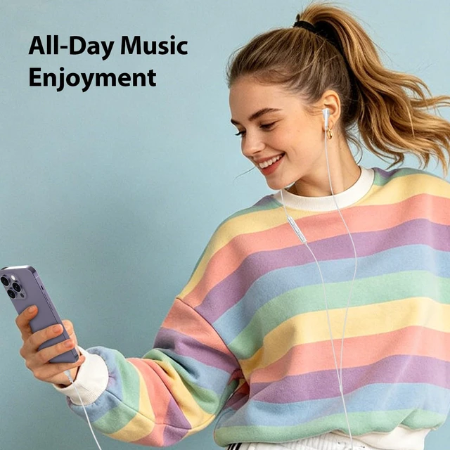 Alt view image 2 of 7 - MFi Certified Wired Headphones for iPhone Earbuds with Lightning Connector Noise Isolation Semi in Ear Buds with Mic Volume Control for Apple Earphones Corded for iPhone 14 13 12 11 Pro Max 8 7 SE XR