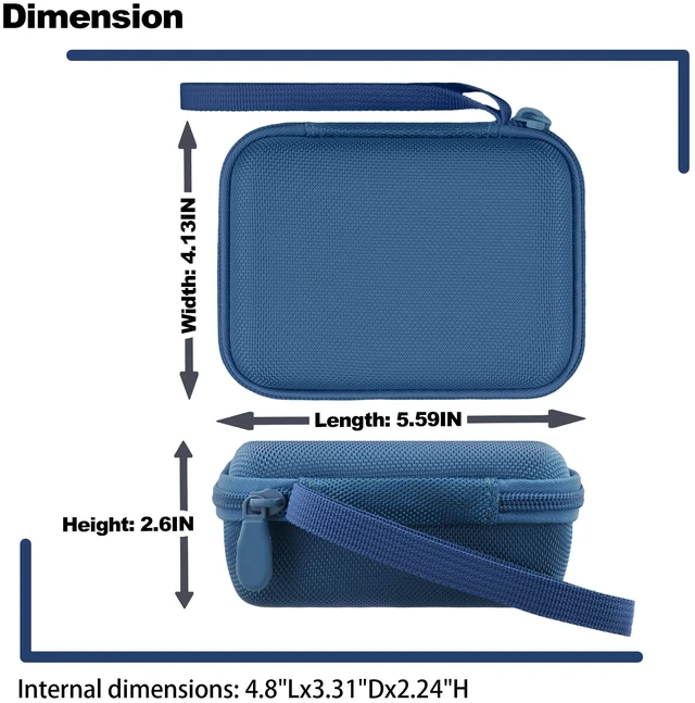 Alt view image 6 of 7 - Hard Carrying Case for JBL Go 5 Ultra Portable Speaker, Dark Blue Travel Case with Carabiner & Hand Strap, Shockproof Portable Storage Bag, Hard EVA Shell with Soft Velvet Lining, Case Only