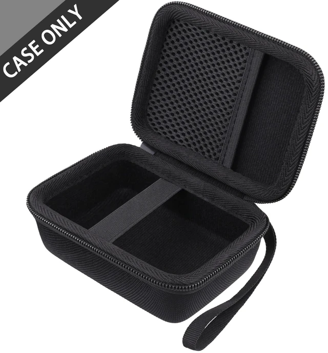Alt view image 3 of 7 - Hard Carrying Case for JBL Go 5 Ultra Portable Speaker, Black Travel Case with Carabiner & Hand Strap, Shockproof Portable Storage Bag, Hard EVA Shell with Soft Velvet Lining, Case Only