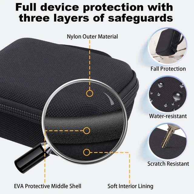 Alt view image 7 of 7 - Hard Carrying Case for JBL Go 5 Ultra Portable Speaker, Black Travel Case with Carabiner & Hand Strap, Shockproof Portable Storage Bag, Hard EVA Shell with Soft Velvet Lining, Case Only