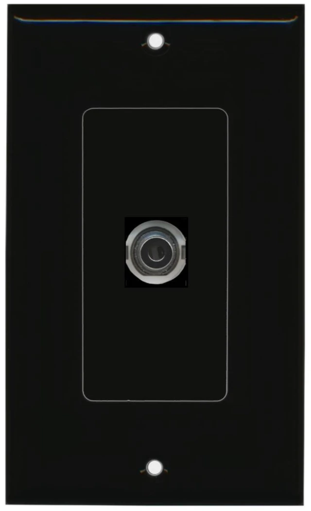 Main image of 1 3.5mm Audio-Headphone Jack Port Wall Plate Decorative - Black