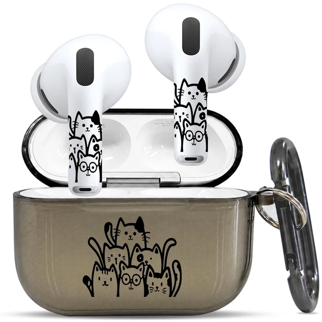 Main image of Case for AirPods Pro 3 with Art Skin Set, Transparent Black TPU Case Cover with Matching AirPod Stickers, Cute Black Cats Design, Easy Apply, Wireless Charging Compatible